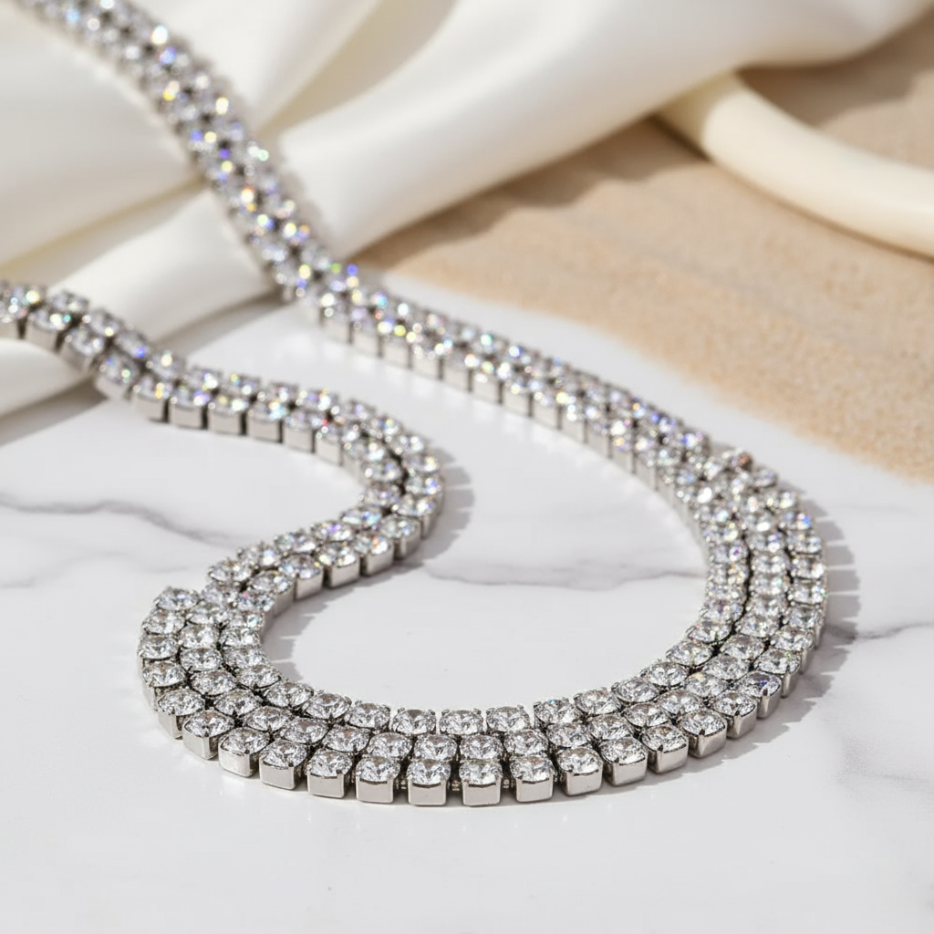 Lunar Frost Tennis Chain Perth Australia waterproof tarnish-resistant silver jewellery with polished brilliance