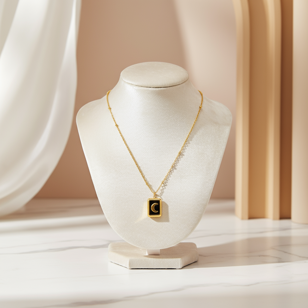 Moonlight Aura Necklace Perth Australia waterproof tarnish-resistant stainless steel moon pendant