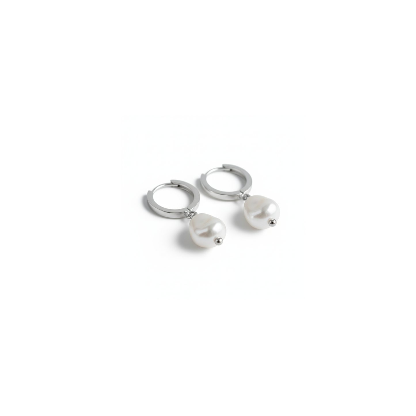 Moonlit Drift Pearl Hoop Earrings Perth Australia Houseofhide – silver hoops with imitation pearl drops.