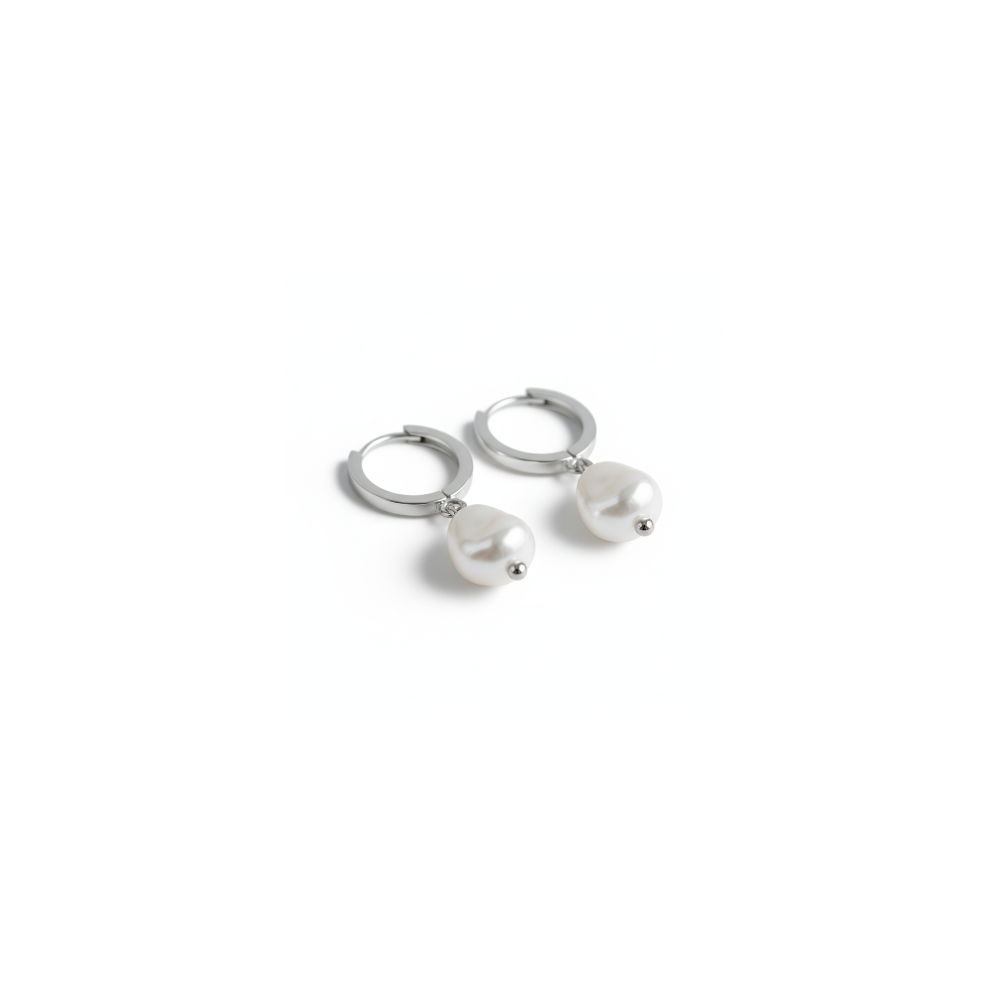 Moonlit Drift Pearl Hoop Earrings Perth Australia Houseofhide – silver hoops with imitation pearl drops.