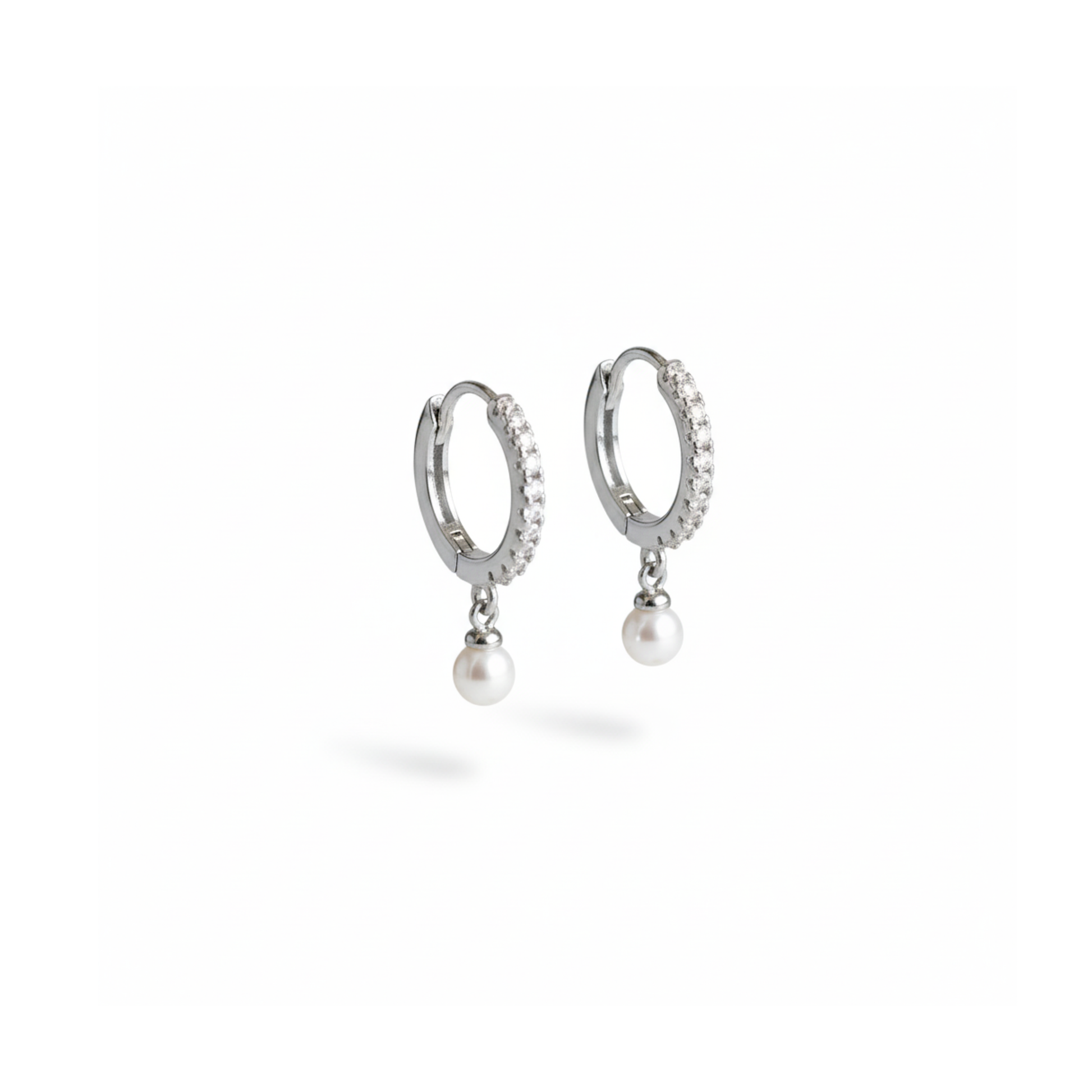 Handcrafted silver and pearl hoop earrings Perth Australia House of Hide luxury minimalist design