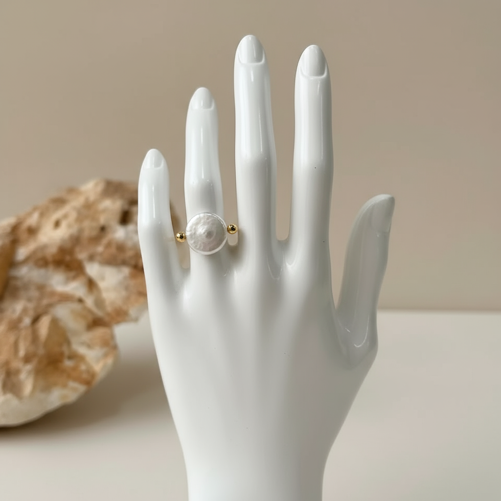Oceana Pearl Ring baroque freshwater pearl gold ring coastal inspired design Perth Australia