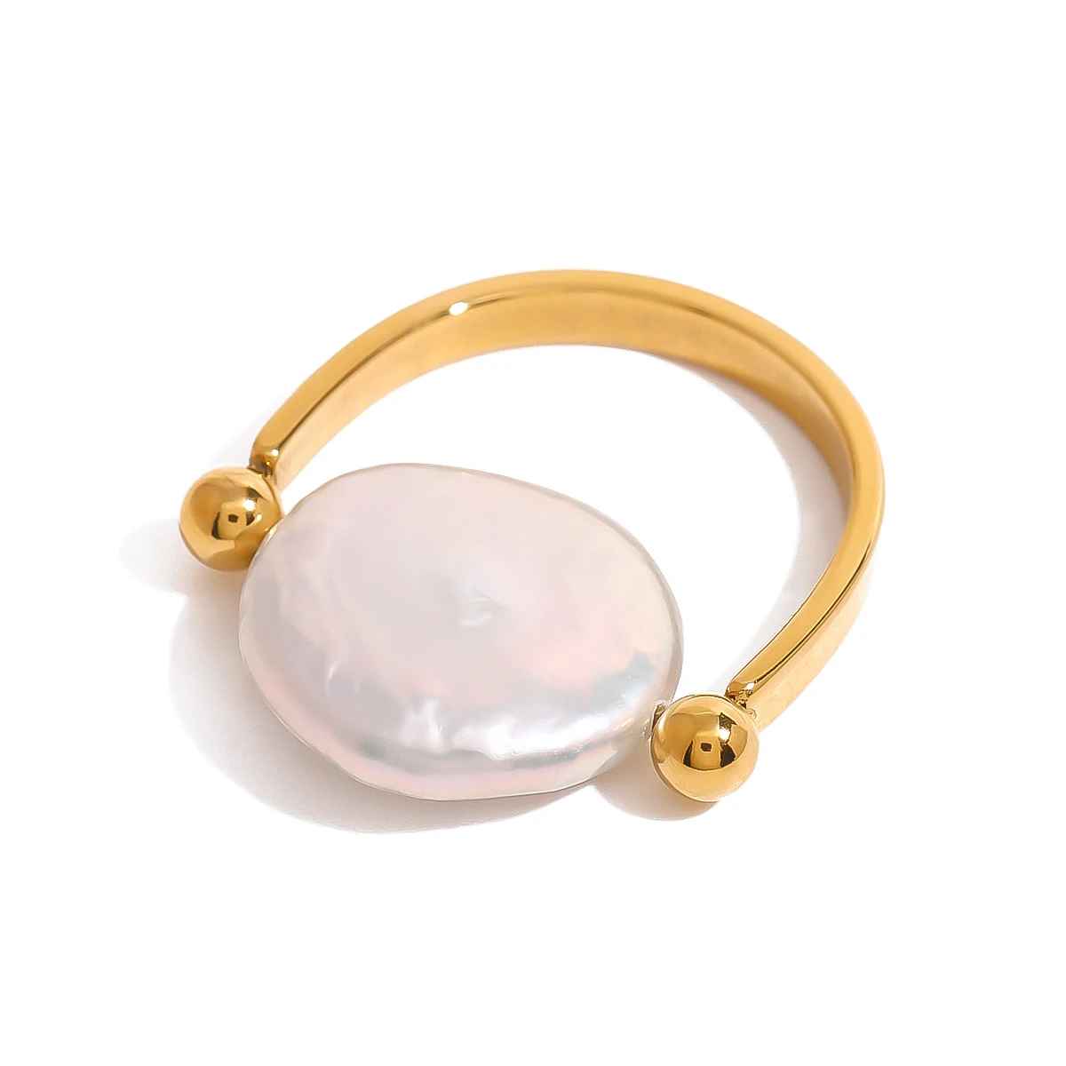 Oceana Pearl Ring Perth Australia House of Hide gold adjustable ring with baroque freshwater pearl