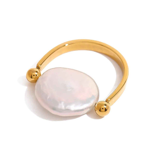 Oceana Pearl Ring Perth Australia House of Hide gold adjustable ring with baroque freshwater pearl