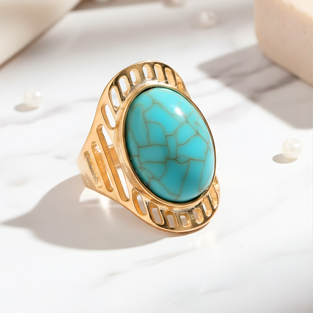 Elegant turquoise gemstone gold ring Perth Australia House of Hide jewellery collection