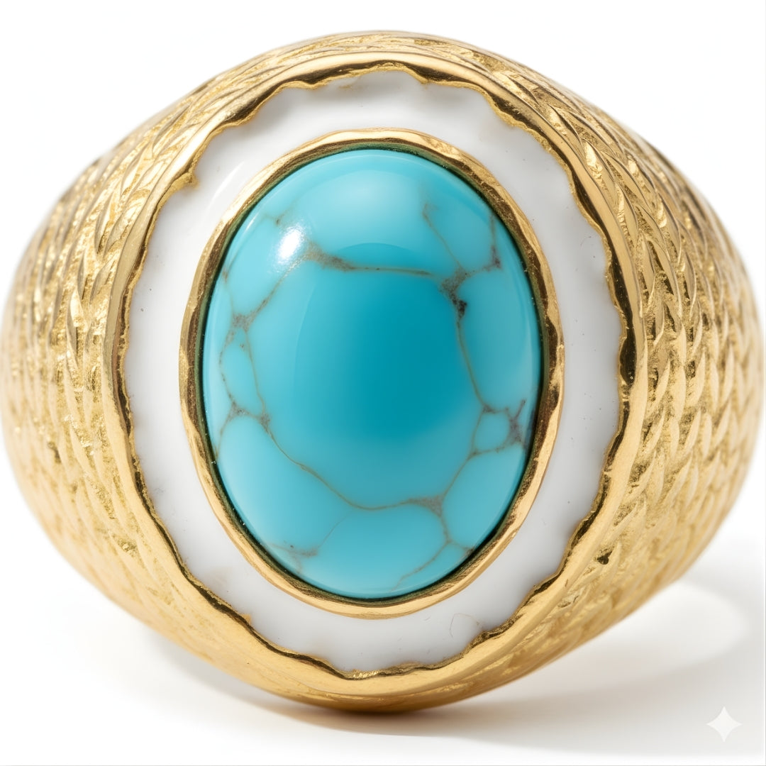 Handcrafted gold and turquoise ring Perth Australia House of Hide boho-inspired design