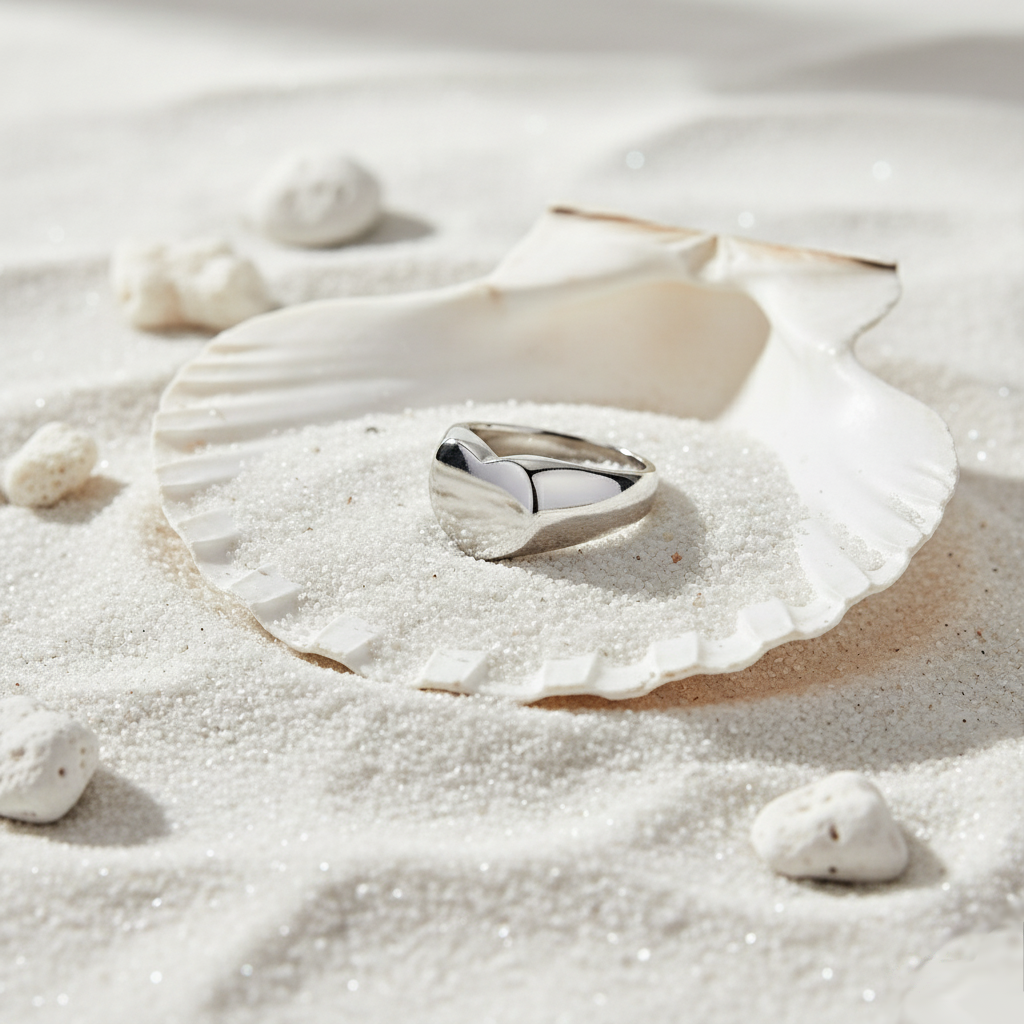 Paradise Heart Ring Perth Australia sleek stainless steel heart ring inspired by Australian minimalism