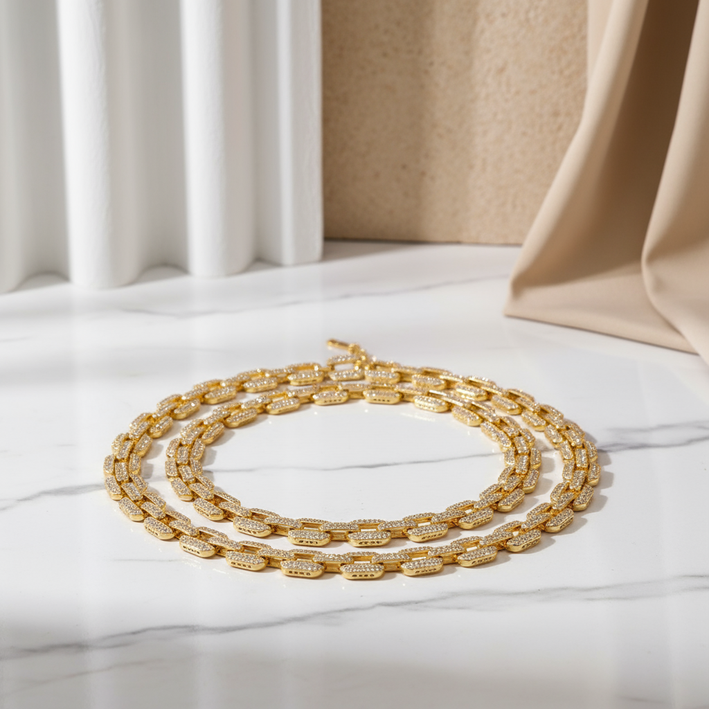 Royal Drip Necklace featuring polished gold chain Perth Australia House of Hide design