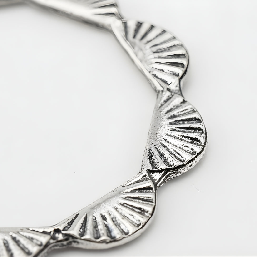 Elegant scalloped silver hoop earrings Perth Australia House of Hide jewellery collection