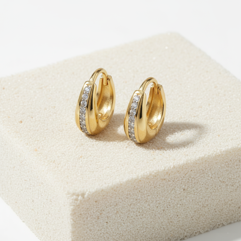 Gold tropical hoop earrings elegant summer style Perth Australia House of Hide