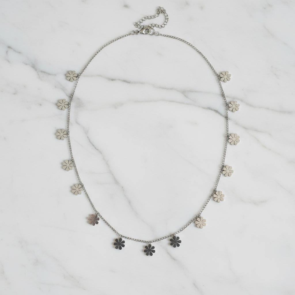 House of Hide Silver Daisy Starshine Necklace Perth Australia featuring delicate daisy and star motifs for a radiant look