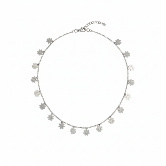 Luxury Silver Daisy Starshine Necklace Perth Australia House of Hide floral charm necklace symbolising light and joy