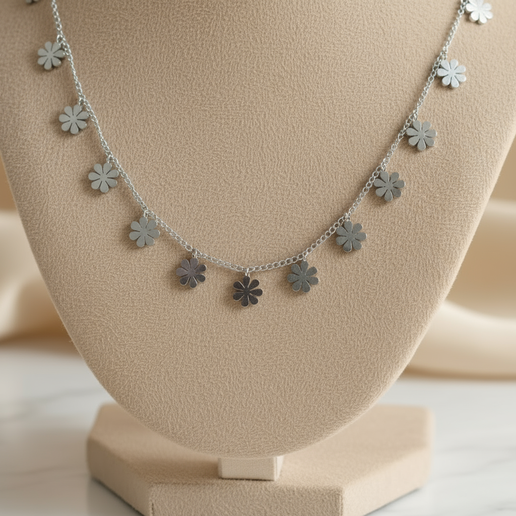 Silver Daisy Starshine Necklace Perth Australia House of Hide versatile floral charm jewellery for sunny and starlit moments