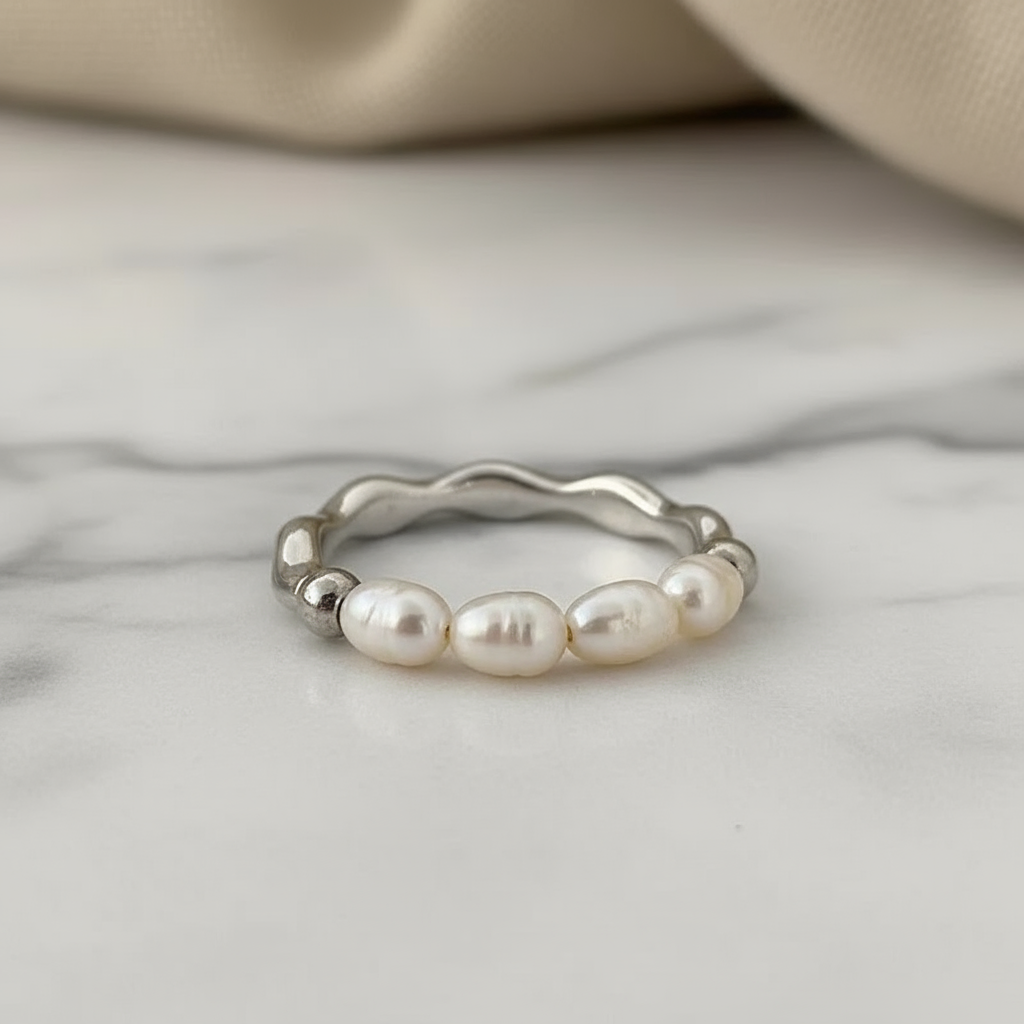 Handcrafted silver pearl ring inspired by Australian coastal style – Houseofhide jewellery
