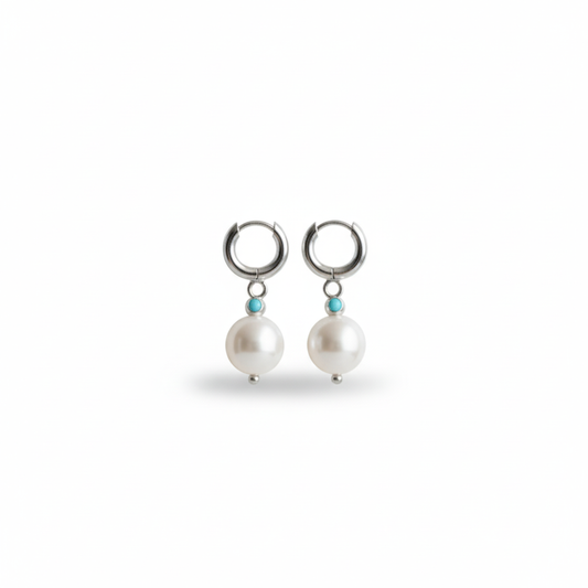 Silver Island Glow Pearl Drop Earrings Perth Australia Houseofhide – polished silver earrings with freshwater pearls