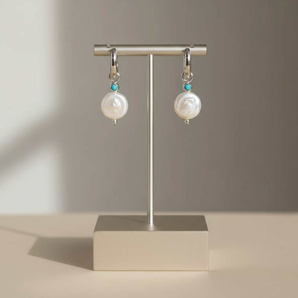 Silver and pearl dangle earrings inspired by Australian coastal luxury – Houseofhide jewellery