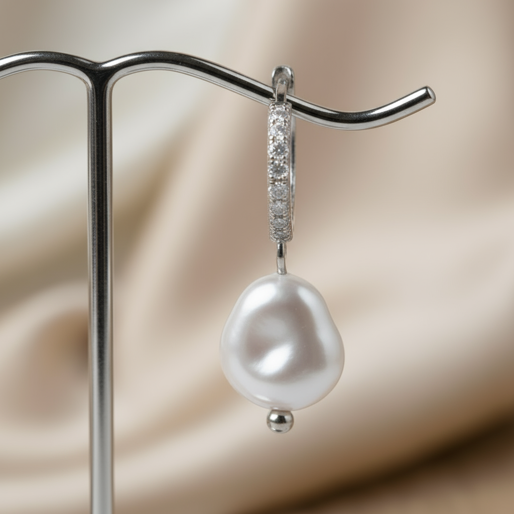 Refined silver and pearl hoop earrings – Australian coastal jewellery by Houseofhide