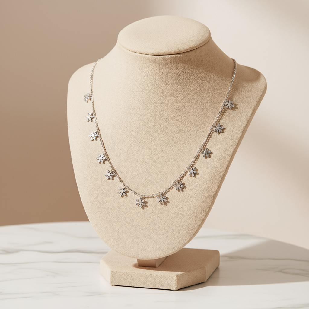 Silver Snowflake Drift Necklace Perth Australia House of Hide elegant snowflake charm necklace symbolising winter beauty