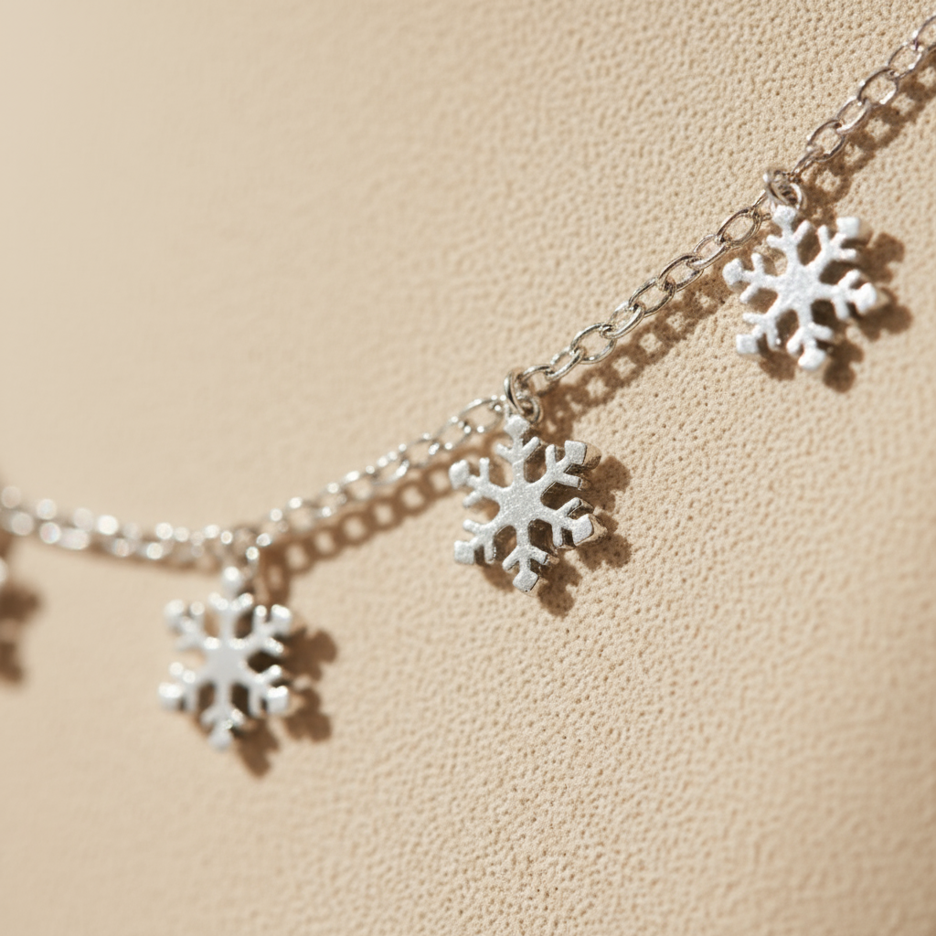 Luxury Silver Snowflake Drift Necklace Perth Australia House of Hide delicate stainless steel chain with snowflake details