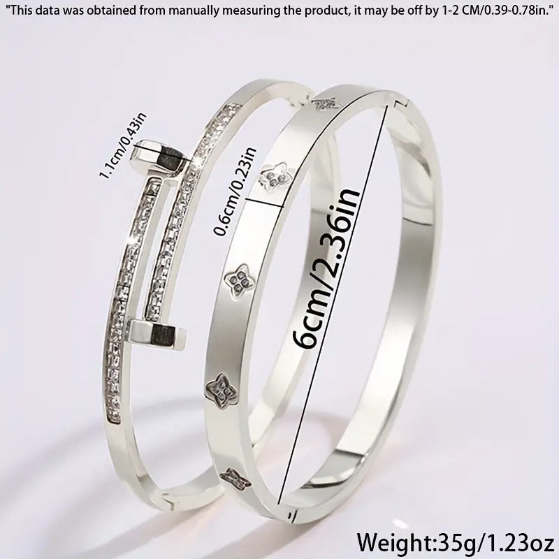 Silver stainless steel bracelet – product size measurement 6cm or 2.36in.