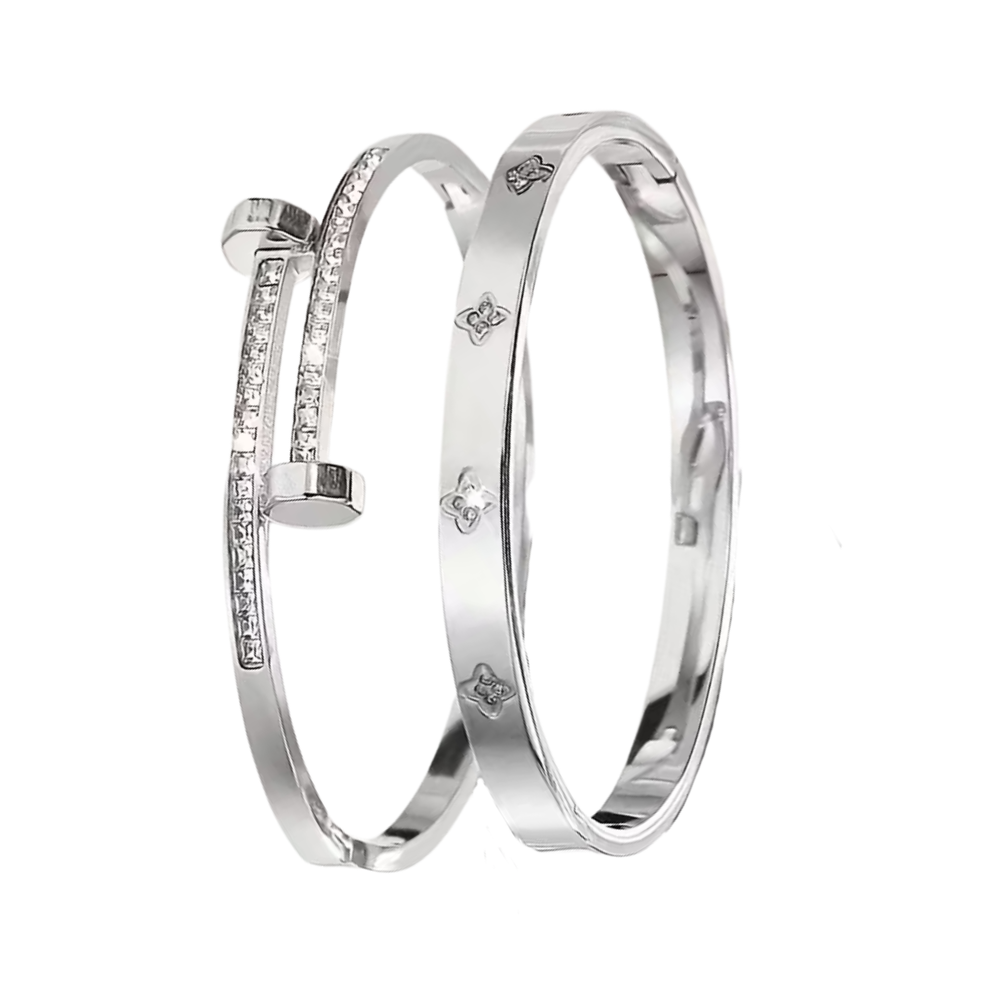 Close-up of Silver Tropic Duo Bracelets Perth Australia Houseofhide showing durable tarnish-resistant stainless steel texture.