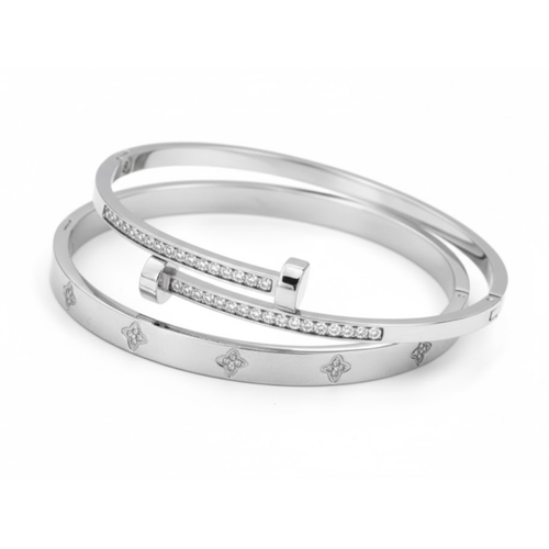 Silver Tropic Duo Bracelets Perth Australia Houseofhide featuring two stainless steel bracelets with sleek coastal-inspired design.