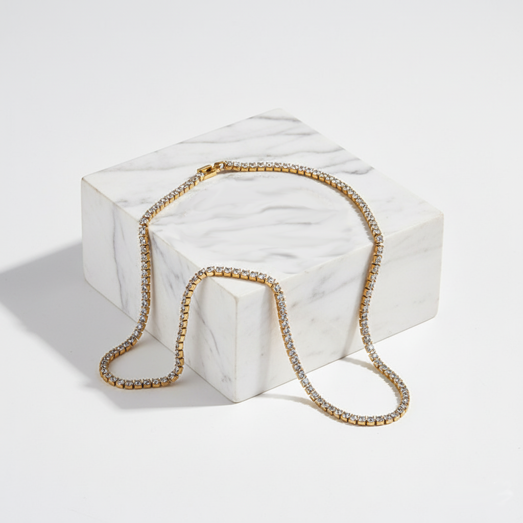 Solar Ice Chain Perth Australia waterproof tarnish-resistant gold tennis chain for men and women