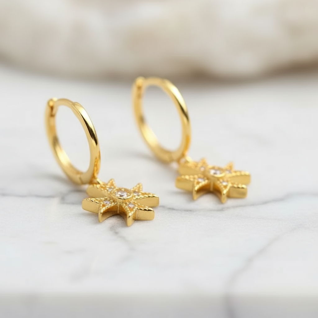 Lightweight gold star inspired earrings – modern celestial style jewellery Australia