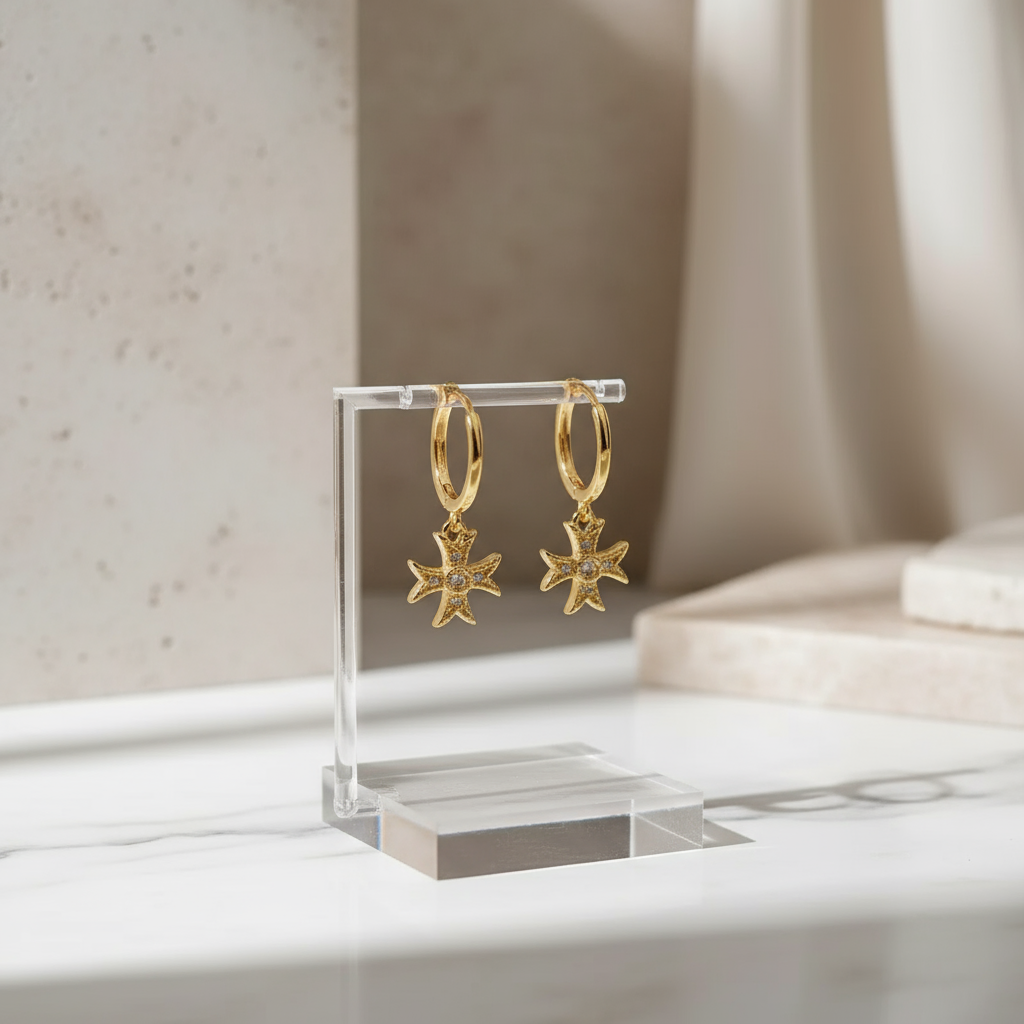 Solar Mirage Earrings Perth Australia Houseofhide – gold star charm earrings with zircon stones