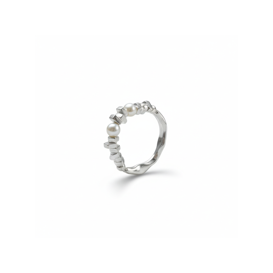 Solea Ring Perth Australia Houseofhide – silver ring with luminous pearls inspired by coastal elegance