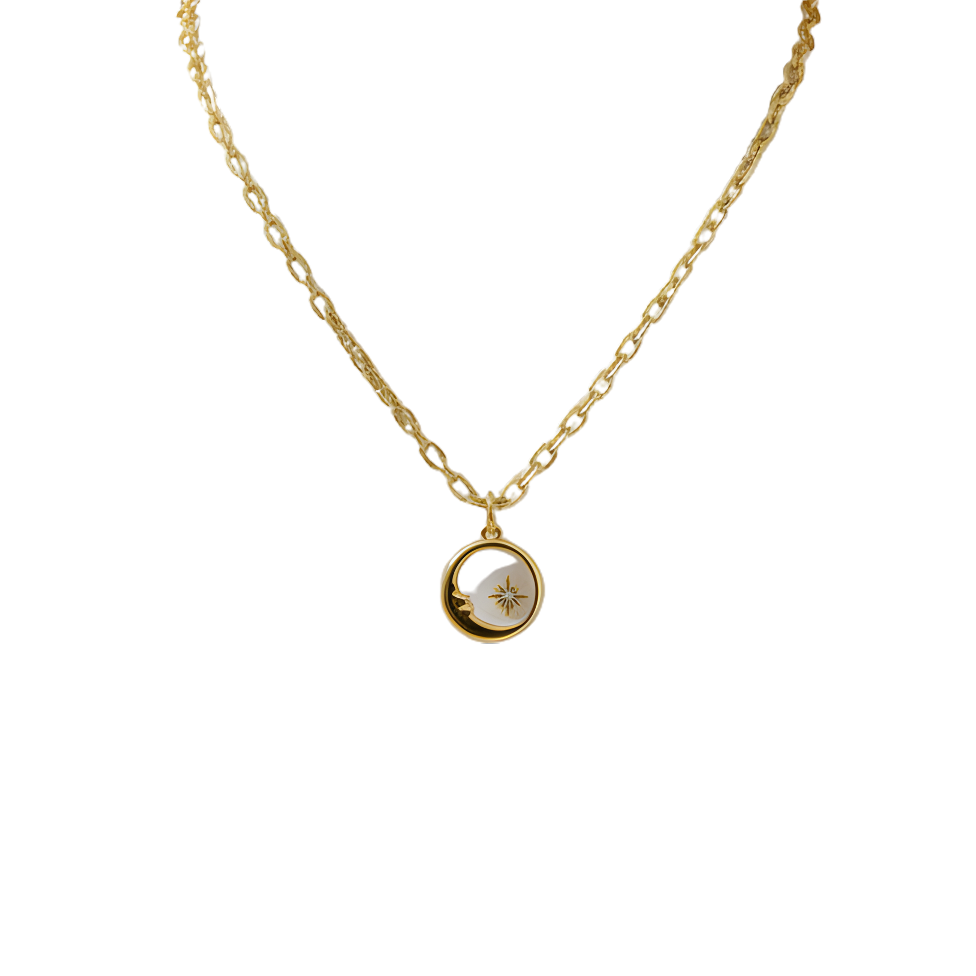 Soluna Shell Pendant Perth Australia House of Hide gold moon charm necklace with celestial design and polished shine