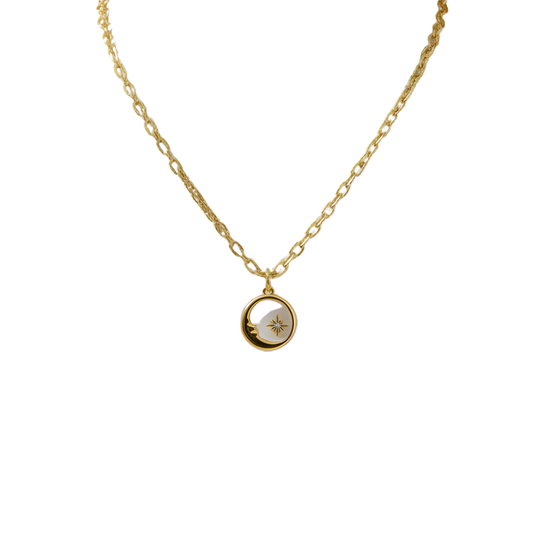 Soluna Shell Pendant Perth Australia House of Hide gold moon charm necklace with celestial design and polished shine