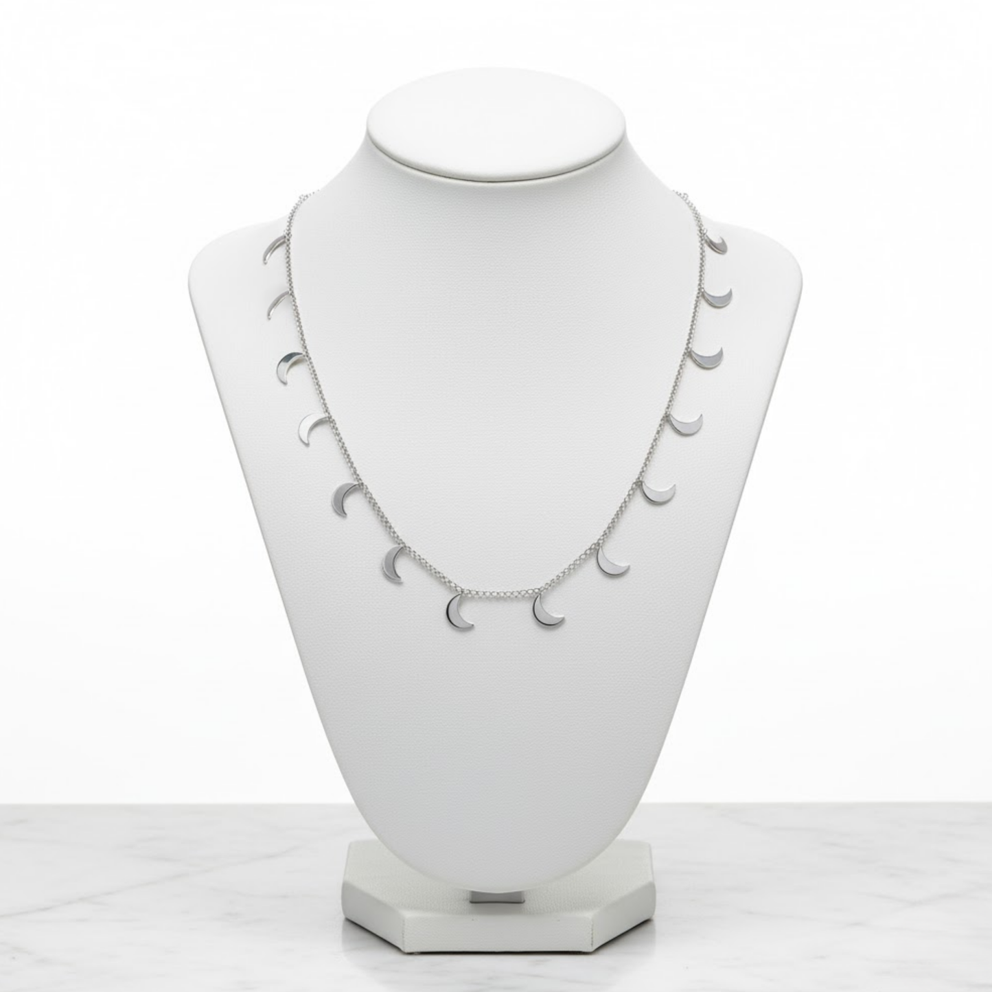 Elegant Summer Moonlight Stainless Steel Necklace Perth Australia House of Hide celestial silver half-moon jewellery