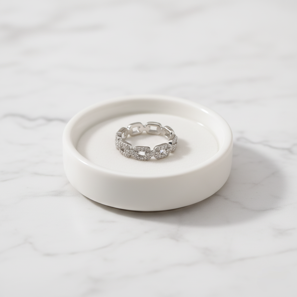 Contemporary silver twist chain ring – radiant Summer Silver Glow design Perth Houseofhide