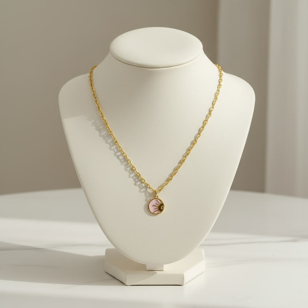 House of Hide Summer Sol Emblem Necklace radiant gold sun pendant Australian coastal fashion jewellery