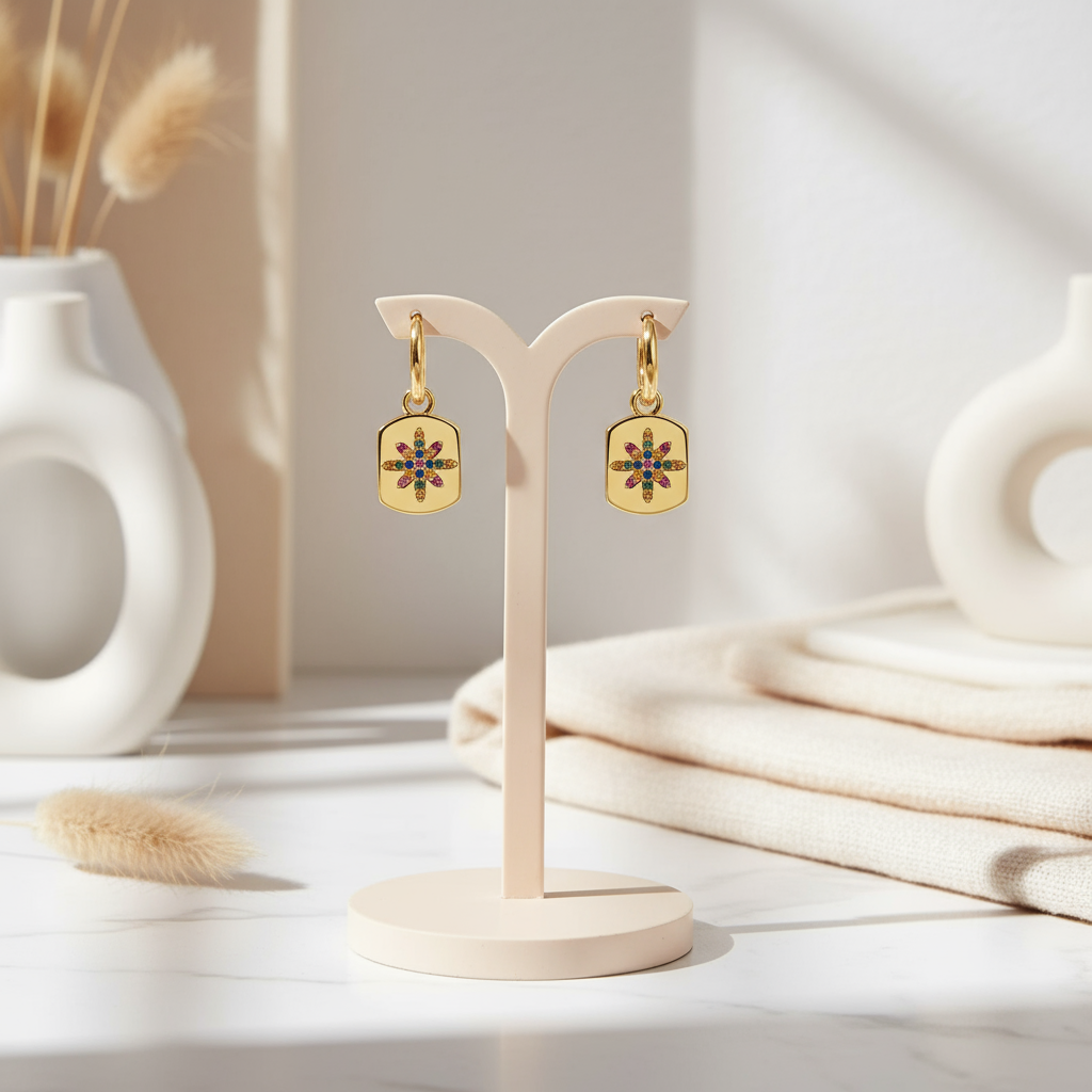Bohemian gold earrings with sunburst design – Australian jewellery by Houseofhide Perth