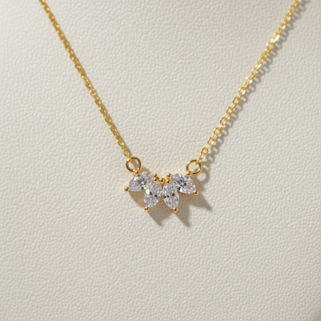 Elegant rhinestone gold necklace – Sunlit Eden design for coastal and evening style