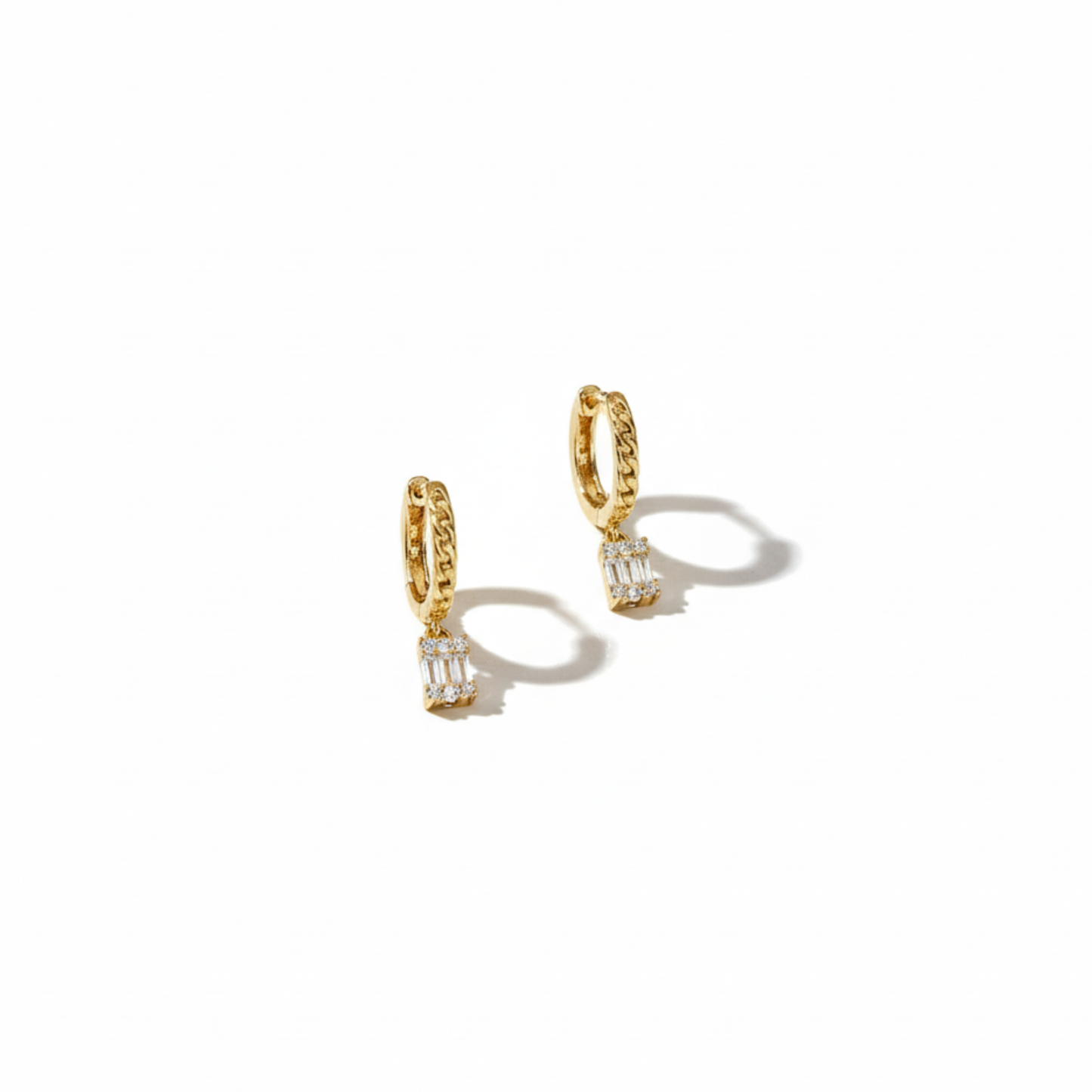 Gold-finished hoop earrings with luminous zircon charm – modern summer style by Houseofhide