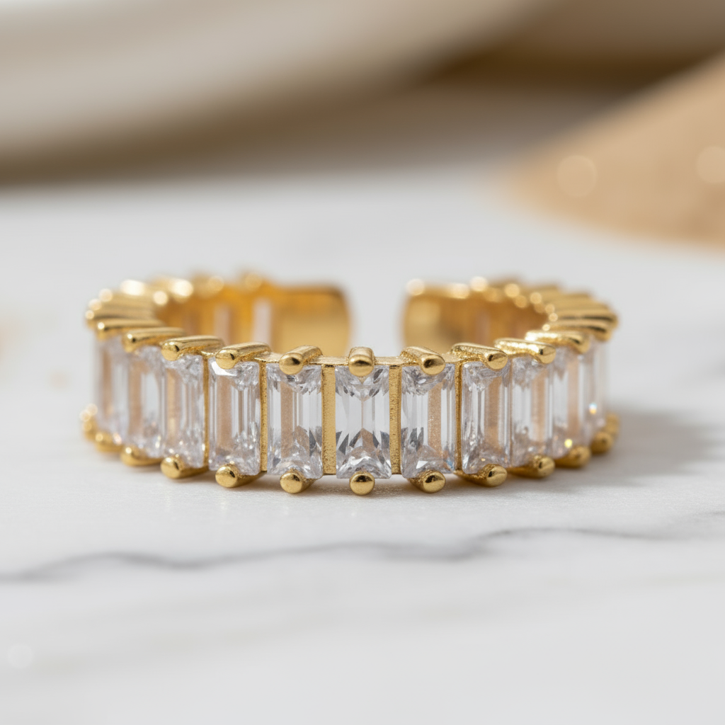 Gold Sunset Bloom Ring House of Hide Australia polished stainless steel zircon jewellery