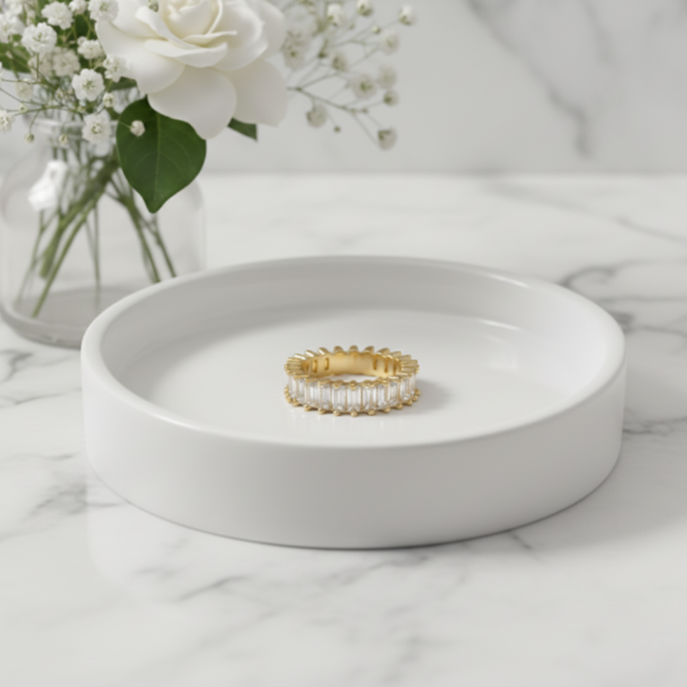 Sunset Bloom Ring Perth Australia House of Hide gold stainless steel ring with zircon stone