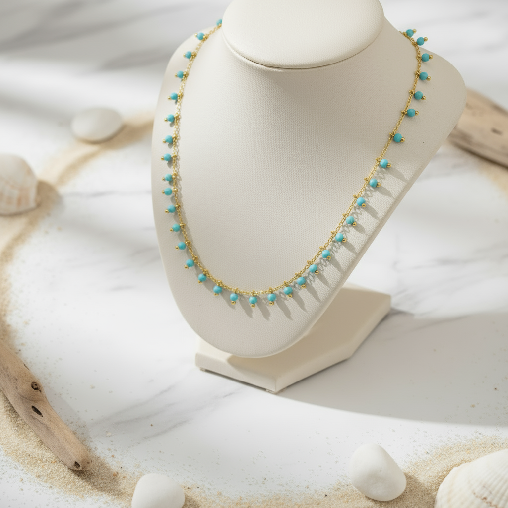 Nature-inspired gold necklace – Sunset Samba layered pendant design from Perth Australia