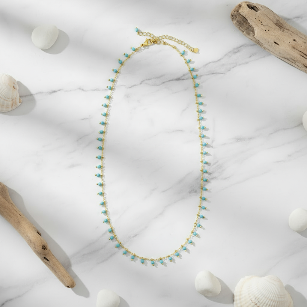 Elegant rhinestone gold necklace – Sunset Samba fashion jewellery by House of Hide Australia