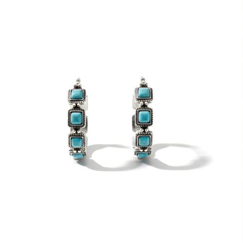 Tidal Breeze Earrings Perth Australia House of Hide silver earrings with multiple turquoise stones on white background