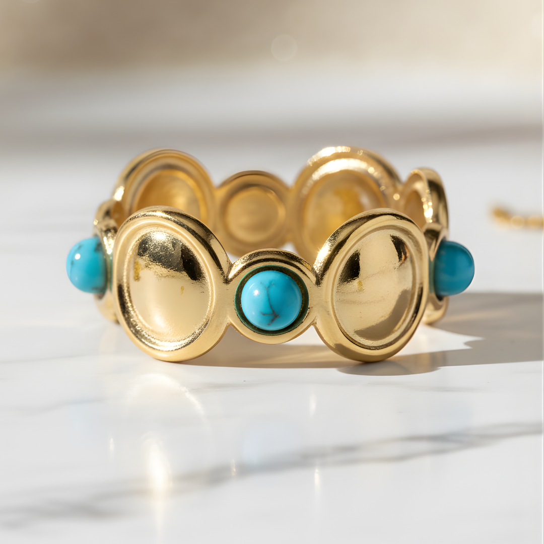 Turquoise Tropic gold bracelet Perth Australia House of Hide turquoise beaded design