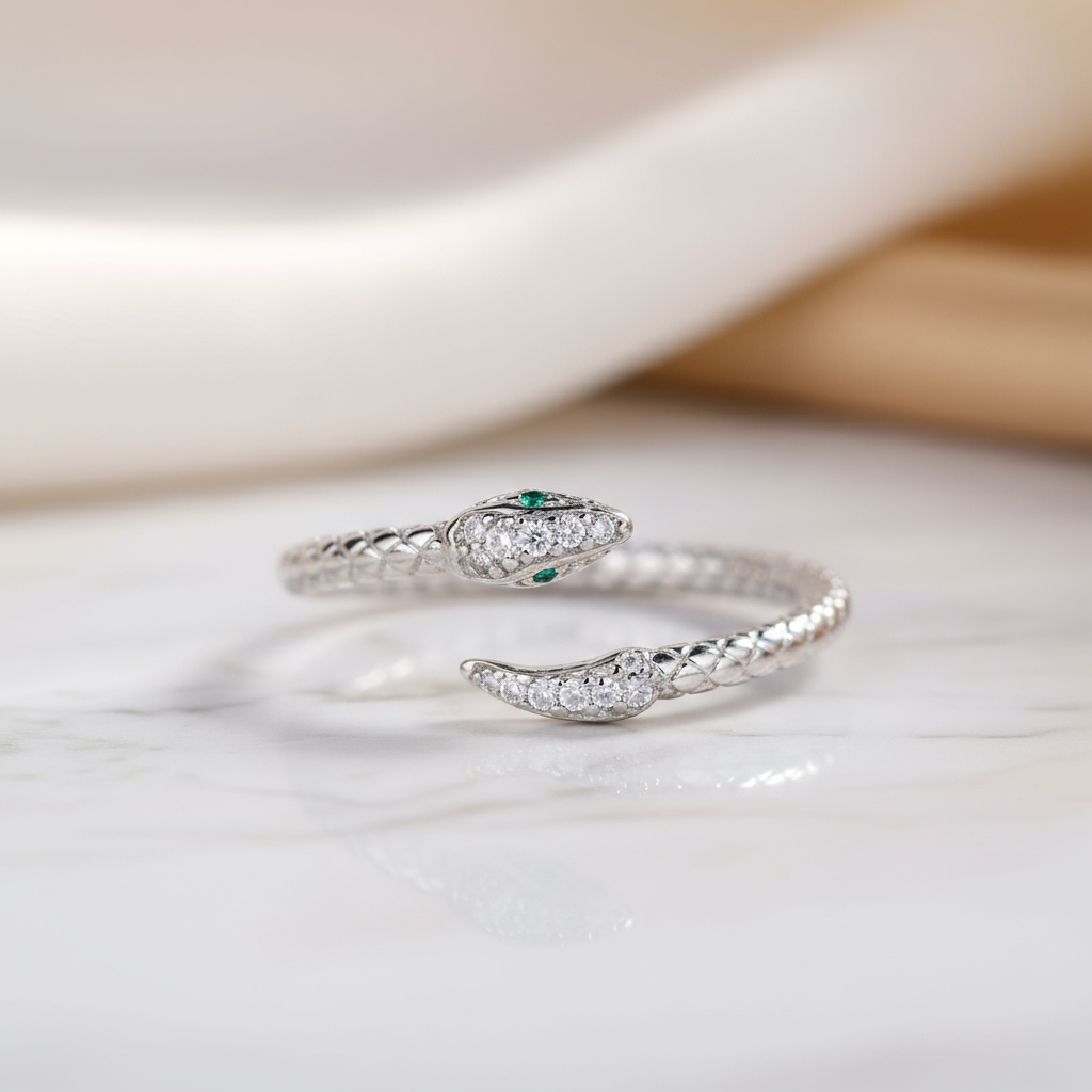 House of Hide Venom Luxe Gothic Zircon Band unique gothic-style silver ring with polished finish