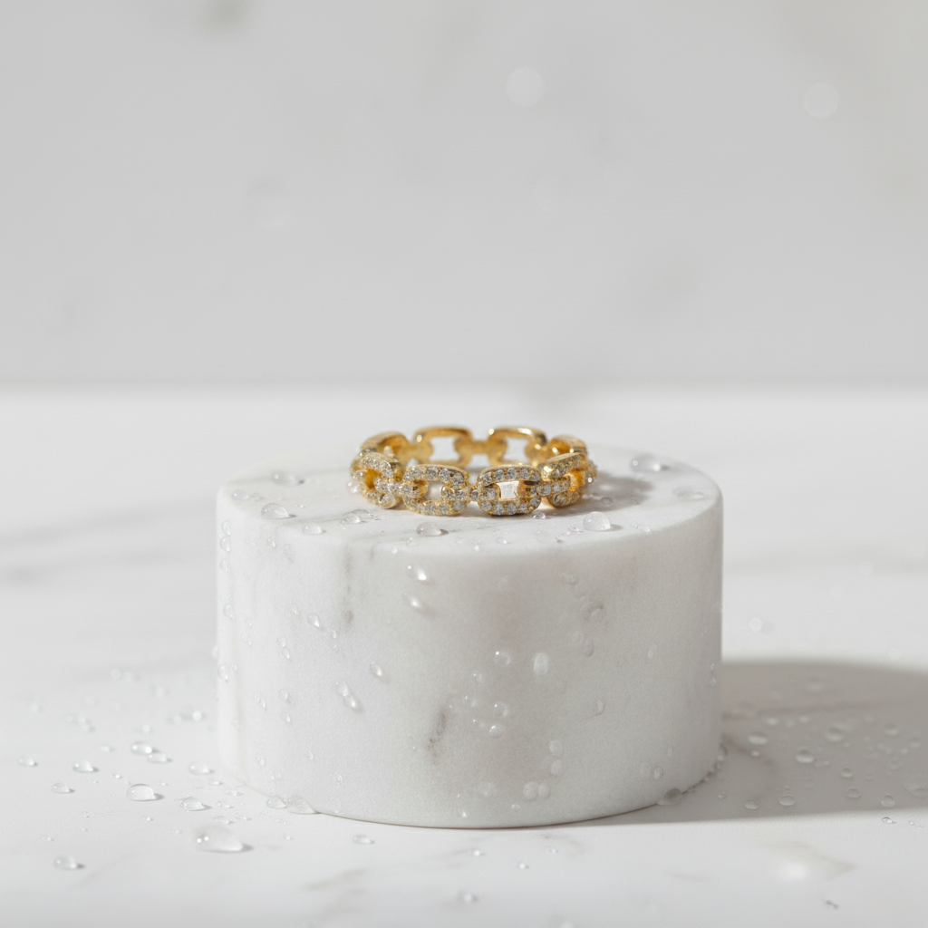 Vintage Glow Chain Ring Perth Australia Houseofhide – gold twist chain ring with zircon accent