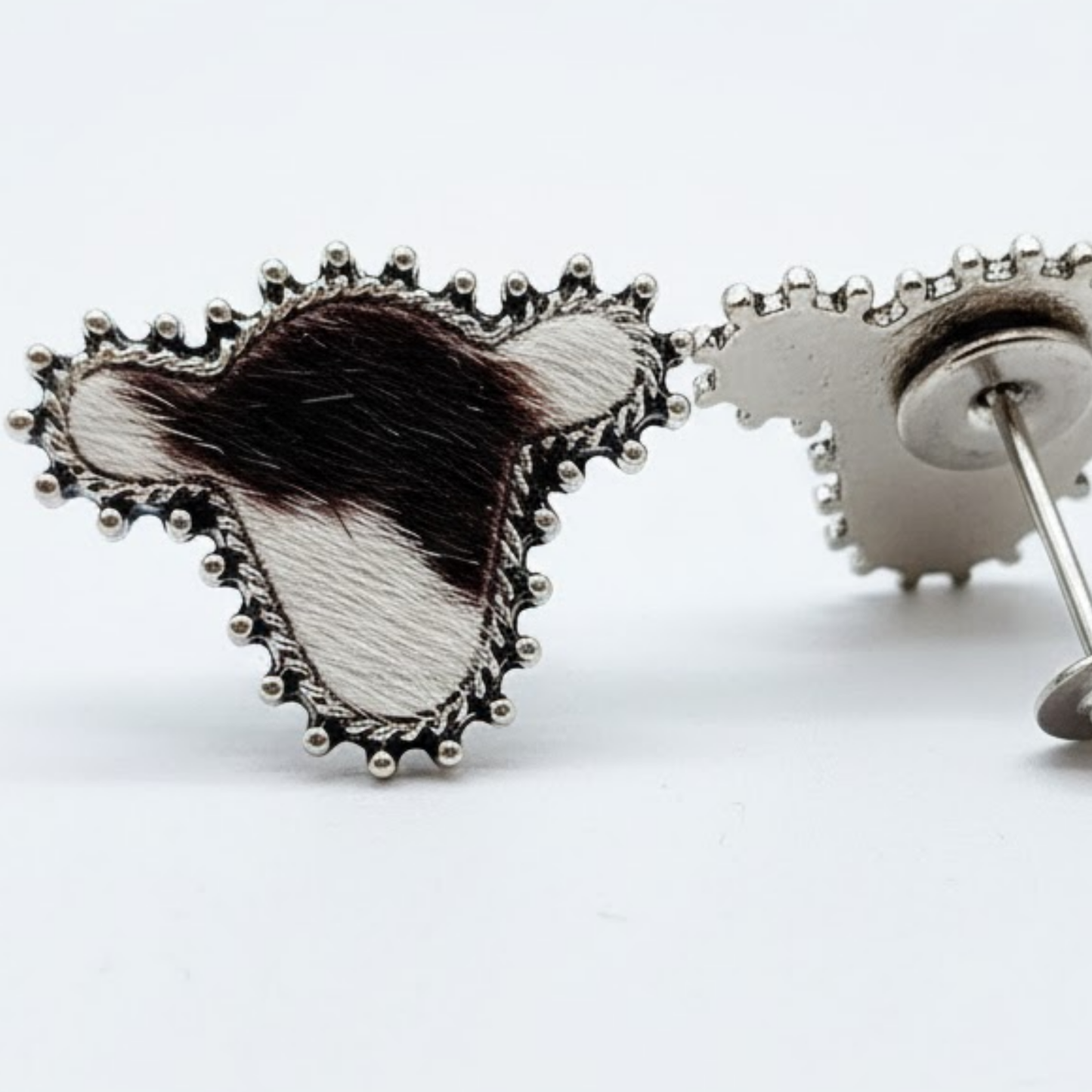 Western Cattle Cove Studs Perth Australia Houseofhide playful western charm cow motif earrings in jewellery flatlay