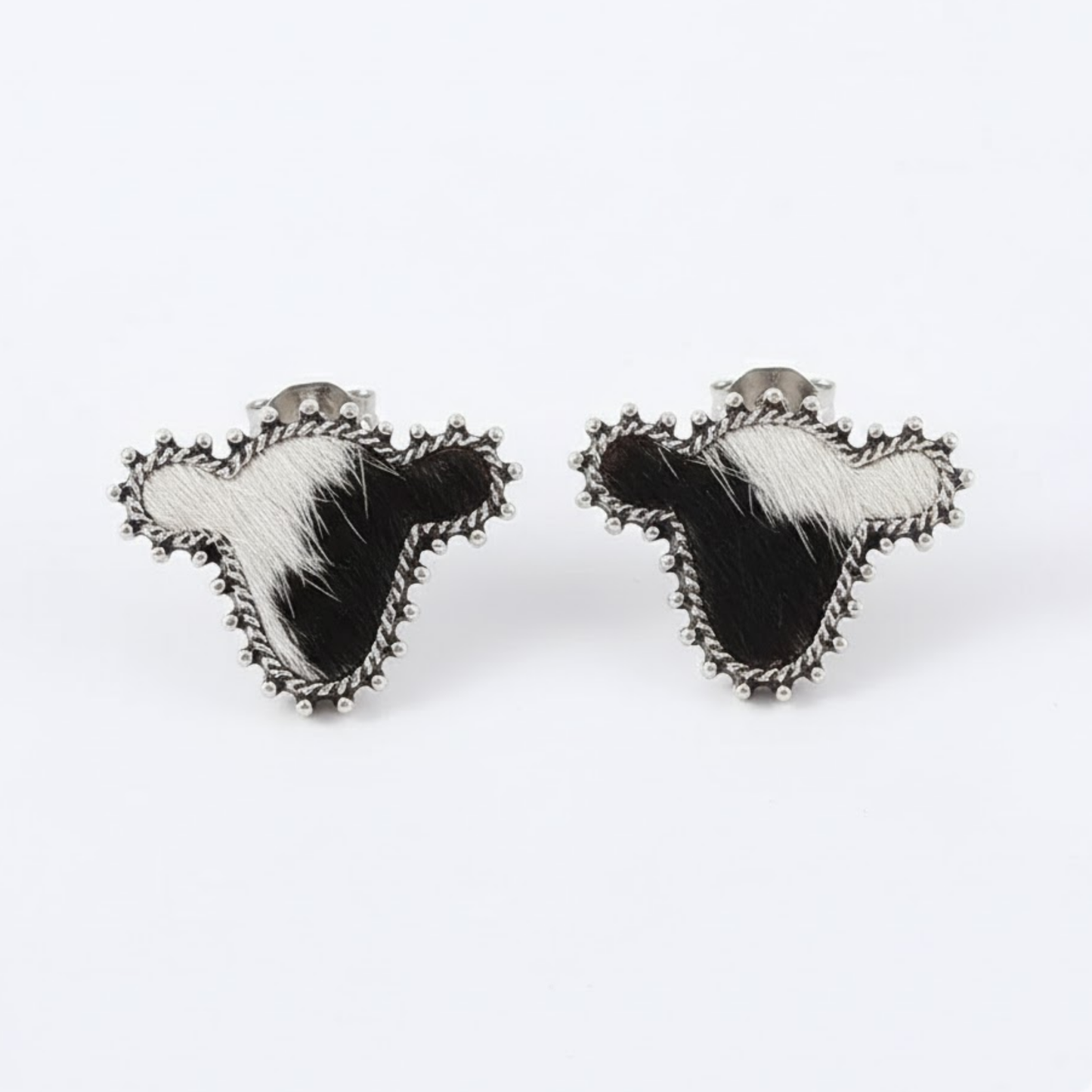 Western Cattle Cove Studs Perth Australia Houseofhide western style cow head earrings displayed on neutral background